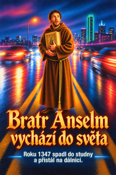 Bratr Anselm vychází do světa – Roku 1347 spadl do studny a přistál na dálnici.