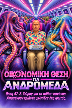 Οικονομική θέση για Ανδρομέδα – Θέση 47-Z. Χώρος για τα πόδια: κανένας. Απομένουν τριάντα χιλιάδες έτη φωτός.