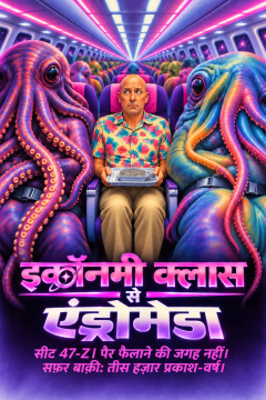 इकॉनमी क्लास से एंड्रोमेडा – सीट 47-Z। पैर फैलाने की जगह नहीं। सफ़र बाक़ी: तीस हज़ार प्रकाश-वर्ष।