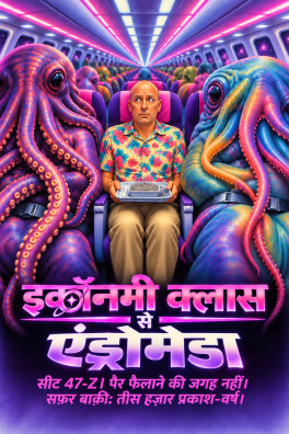 इकॉनमी क्लास से एंड्रोमेडा – सीट 47-Z। पैर फैलाने की जगह नहीं। सफ़र बाक़ी: तीस हज़ार प्रकाश-वर्ष।