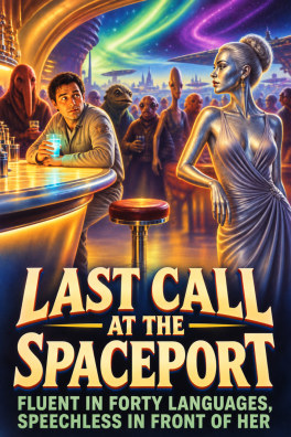 Last Call at the Spaceport – Fluent in forty languages, speechless in front of her.